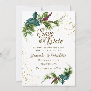 Reserve A Data Casamento de Inverno de Natal com Galhos de Sempre