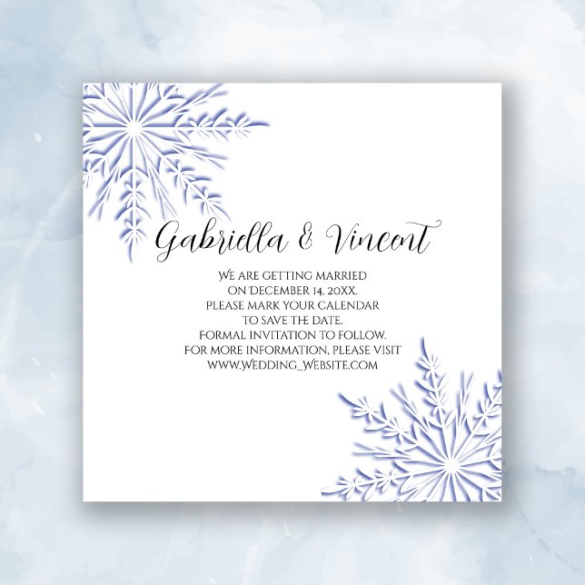 Reserve A Data Casamento de Inverno Floco de Neve Azul Save the D (Criador carregado)