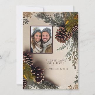 Reserve A Data Casamento de Inverno Pinhas Agulhas de Pinheiro