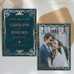 Reserve A Data Casamento de Ivy Dourado Medieval do Indigo<br><div class="desc">Casamento Elegante do Ouro de Ivy Dourado Indigo</div>