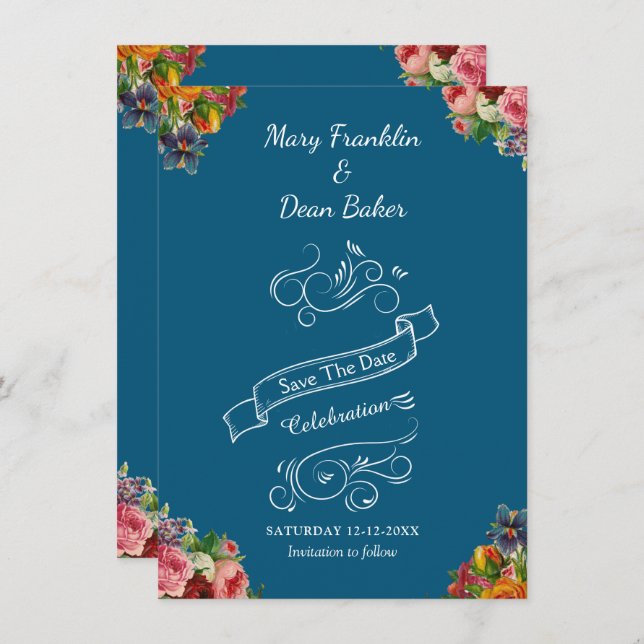Reserve A Data Casamento de Jardim de Aquarela Floral Elegante (Frente/Verso)