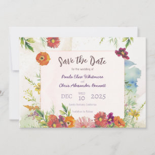 Reserve A Data Casamento de Jardim de Flores Selvagens Elegante