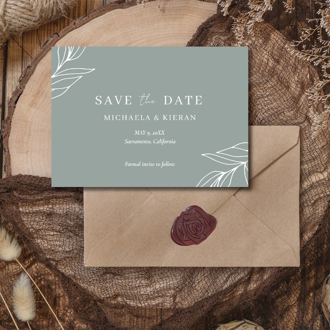 Reserve A Data Casamento de Jardim Verde Moderno Foto (Modern Green Garden Wedding Photo Save The Date)
