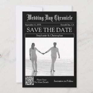 Reserve A Data Casamento de Jornal 1 Foto Código QR Salve a Data