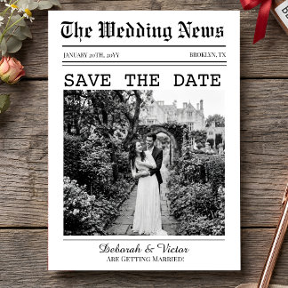 Reserve A Data Casamento de Jornal Retro Vintage