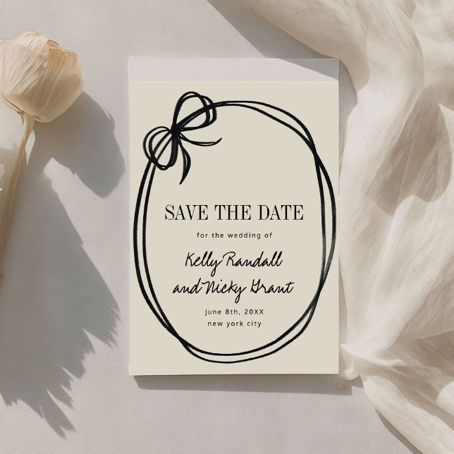 Reserve A Data Casamento de Laço Amarrado Chic (Chic Bow Tied Ribbon Wedding Save The Date)