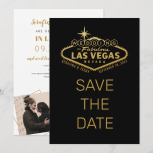 Reserve A Data Casamento de Las Vegas Salve a data foto Dourada