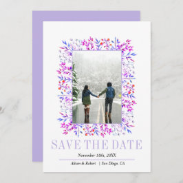 Reserve A Data Casamento de lavanda de folhas e bagas