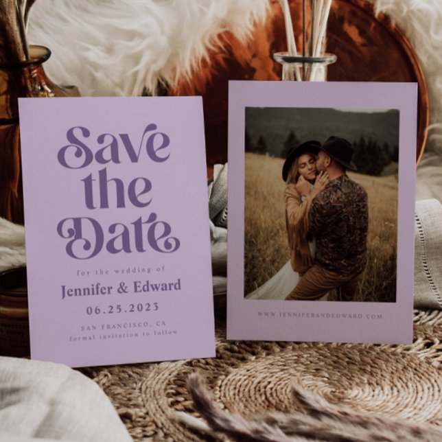 Reserve A Data Casamento de Lavanda retrô (Criador carregado)