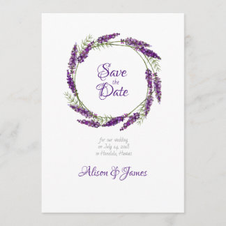 Reserve A Data Casamento de Lavander Wreath salvar a data