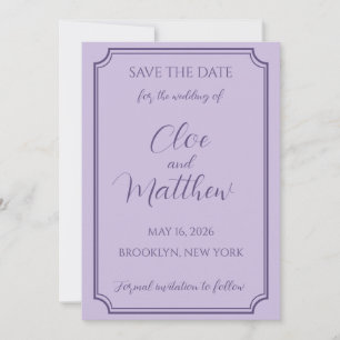 Reserve A Data Casamento de Lilac e Lavanda