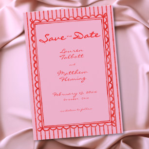 Reserve A Data Casamento de Listra de Aquarela Rosa Vermelha Capr