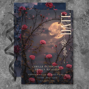 Reserve A Data Casamento de Lua e Rosas vermelhas Gótico Negra