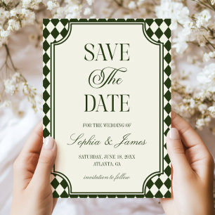 Reserve A Data Casamento de Luxo Antigo Dinheiro Verde Oliva Marf