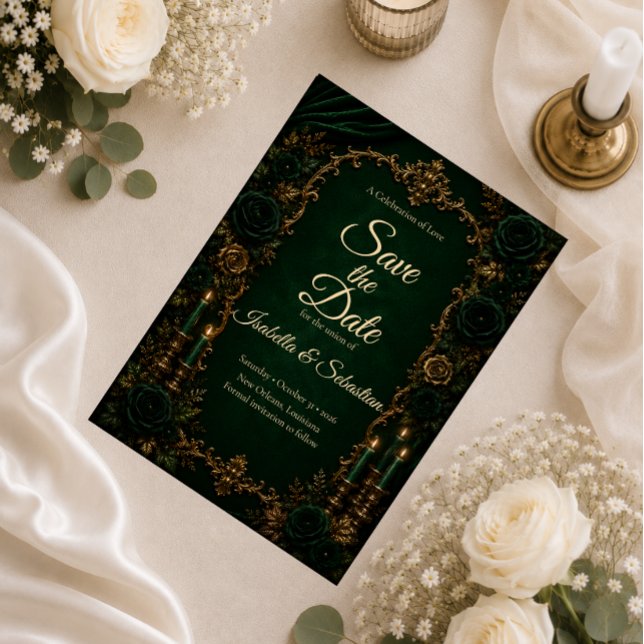 Reserve A Data Casamento de Luxo de Outono Esmeralda Encantada (Criador carregado)