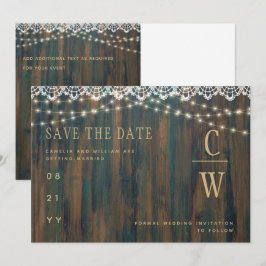 Reserve A Data Casamento De Luzes De Corrente De Madeira
