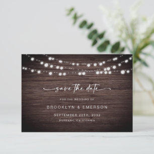 Reserve A Data Casamento de Luzes de Madeira Rustic