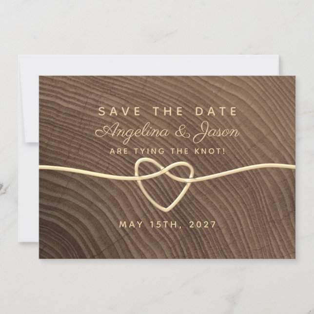 Reserve A Data Casamento de Madeira Rústica Save The Date (Frente)