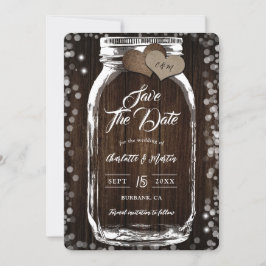 Reserve A Data Casamento de Madeira Rústico País Mason Jar Barn