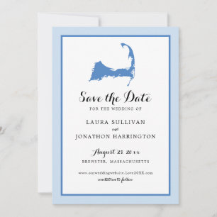Reserve A Data Casamento de Mapa do Cabo do Cod do Brewster Azul 
