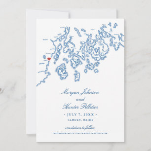 Reserve A Data Casamento de Mapa Elegante Camden Maine