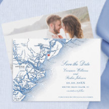 Casamento de Mapa Elegante Hilton Head da Carolina