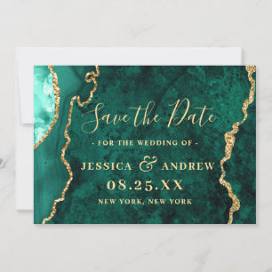 Reserve A Data Casamento de Marble da Ágata Verde do Ouro Modern
