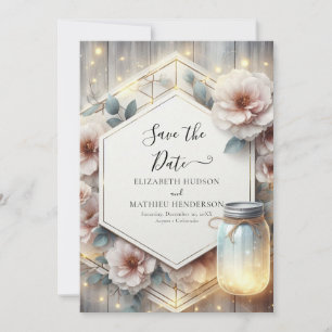 Reserve A Data Casamento de Mason Jar Clássico de Aquarela