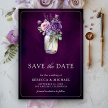 Casamento de Mason Jar Floral Roxo-Escuro