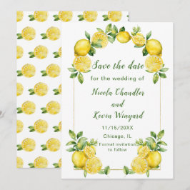 Reserve A Data Casamento de Moldura de Lemon Greenery