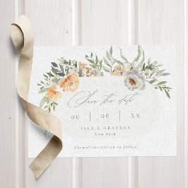 Reserve A Data Casamento de Moldura Floral Elegante Terracotta e 