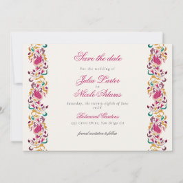 Reserve A Data Casamento de Moldura Floral Romântica Pearl Swan