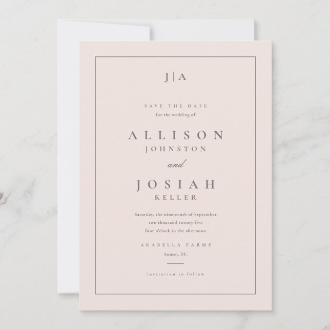 Reserve A Data Casamento de Monograma Clássico (Frente)