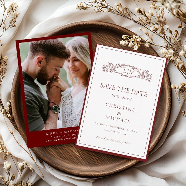 Reserve A Data Casamento de monograma da crista botânica da Borgo (Criador carregado)