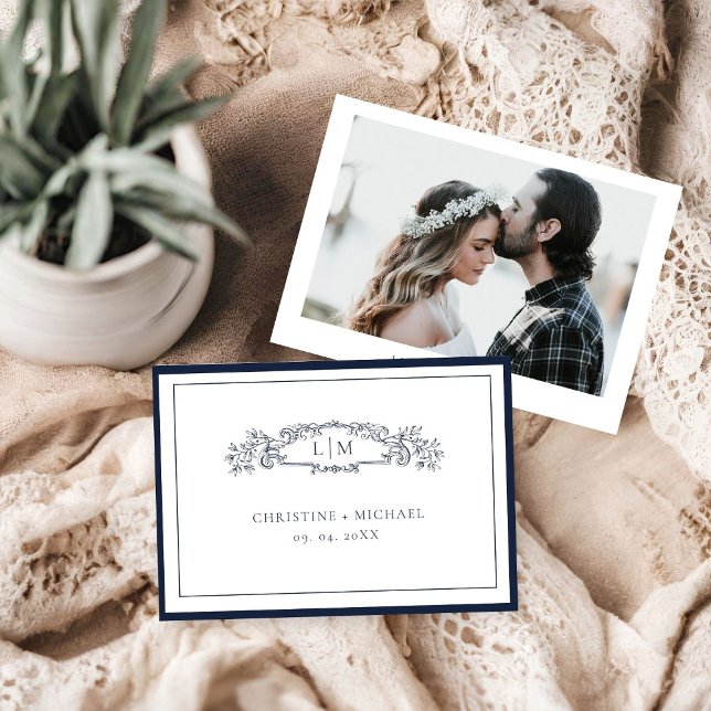 Reserve A Data Casamento de monograma da crista botânica do Marin (Criador carregado)