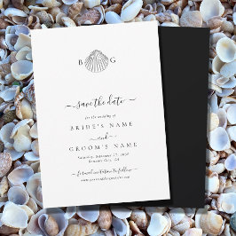 Reserve A Data Casamento de Monograma de Clam Seashell Minimalist