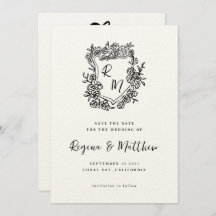 Casamento de Monograma de Peste Floral Preta Desen