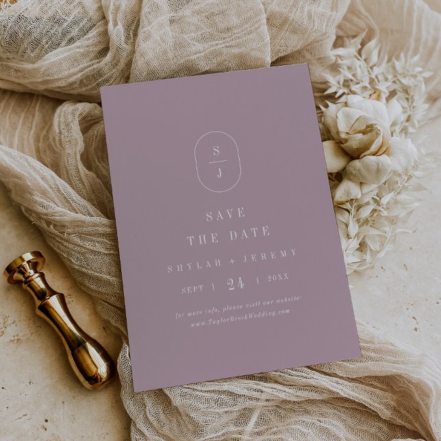 Reserve A Data Casamento de Monograma Geométrico Lilac Elegante S (SHYLAH Elegant Lilac Geometric Monogram Wedding Save The Date)