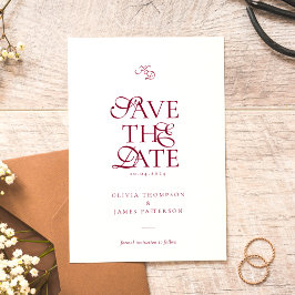 Reserve A Data Casamento de Monograma Mínimo Script Burgundy Prof