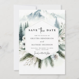 Reserve A Data Casamento de Montanha Editável em Floresta