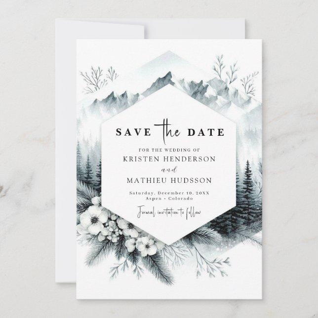 Reserve A Data Casamento de Montanha Moderno Pico (Frente)