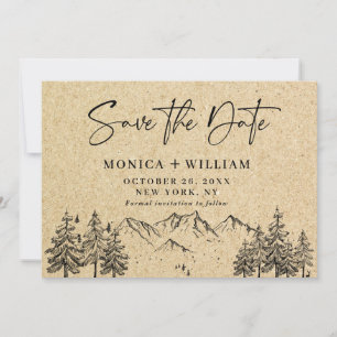 Reserve A Data Casamento de Montanha Simulado de Papel Kraft 