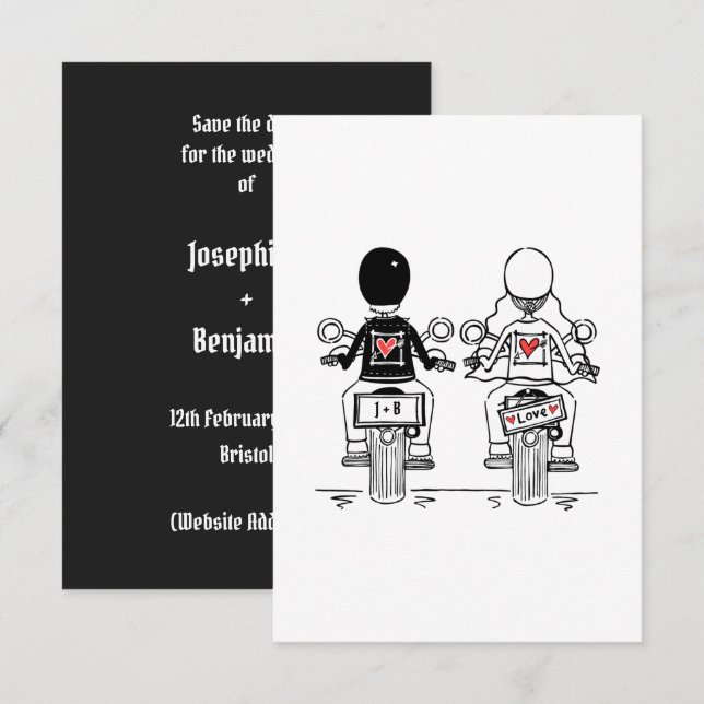 Reserve A Data Casamento de Motoqueiro (Frente/Verso)