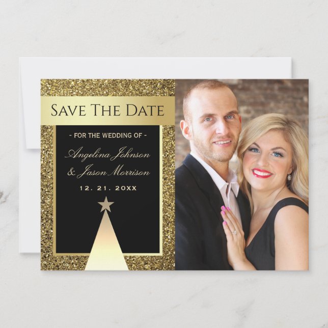 Reserve A Data Casamento de Natal com Foto (Frente)