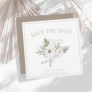 Reserve A Data Casamento de Natal do Winter White Floral e do Tau