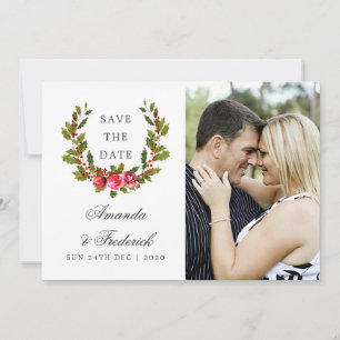 Reserve A Data Casamento de Natal Floral Azevinho Salve a Data fo