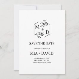 Reserve A Data Casamento de Noivado com Foto de Monograma Moderno