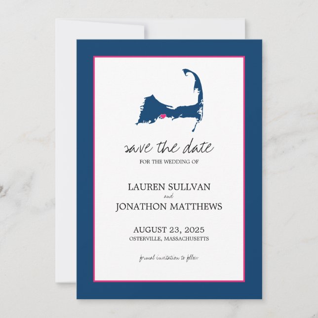 Reserve A Data Casamento de Osterville Cape Cod Salvar a Data (Frente)