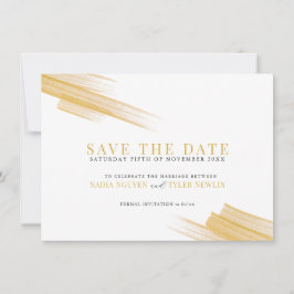 Reserve A Data Casamento de ouro mínimo com traços de tinta casta