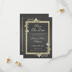 Reserve A Data Casamento de Ouros Dourado Gem & Glitter 50th
